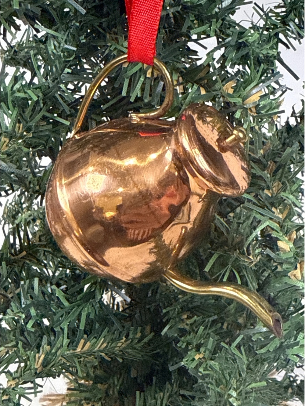 Vintage Copper Teapot Christmas Ornament Made in India